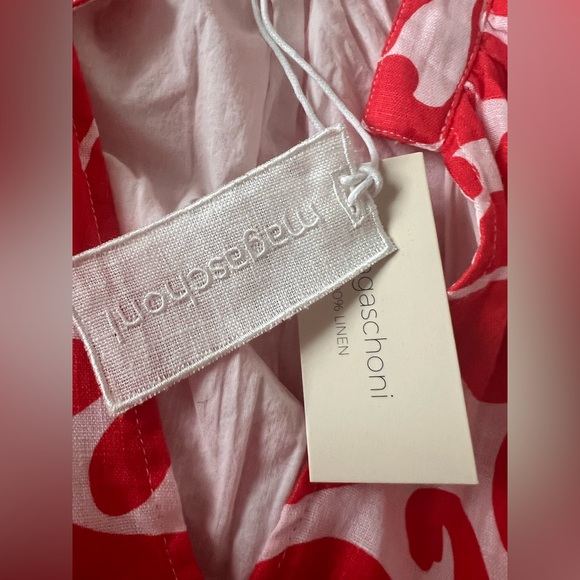 Magaschoni Linen Puff Sleeve Dress – Poppy Red & White – Size S (NWT) - Picture 7 of 8